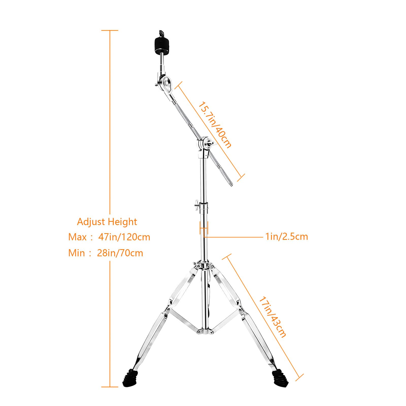2-Pack Adjustable Cymbal Boom Stand for Drums (28