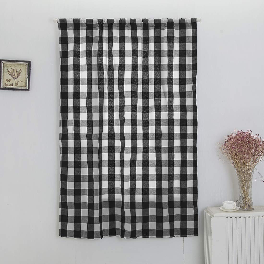 Black & White Buffalo Check Thermal Curtains for Farmhouse - 46x63 Inch, Small Windows