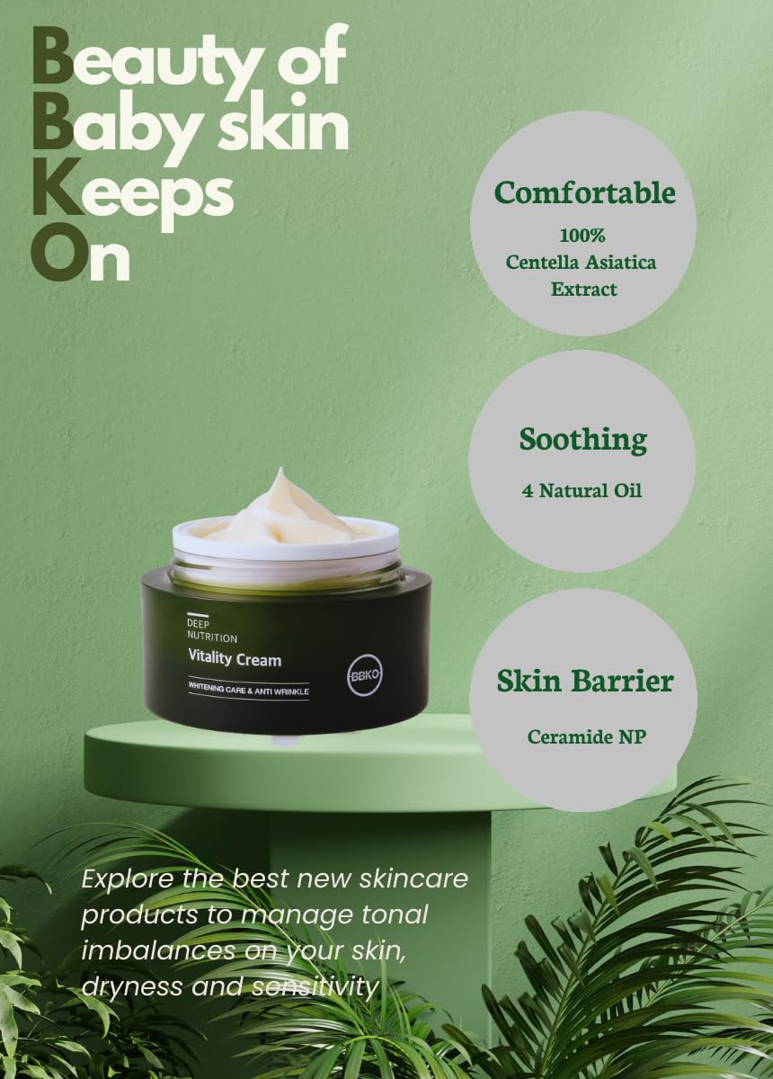 BBKO Anti-Aging Facial Cream 1.69 fl.oz - Deep Nourishing Vitality Cream for Wrinkles & Elasticity Recovery, Hydrating Massage Cream with Oil Mist - Perfect for Night Routine & Daily Skincare Regimen