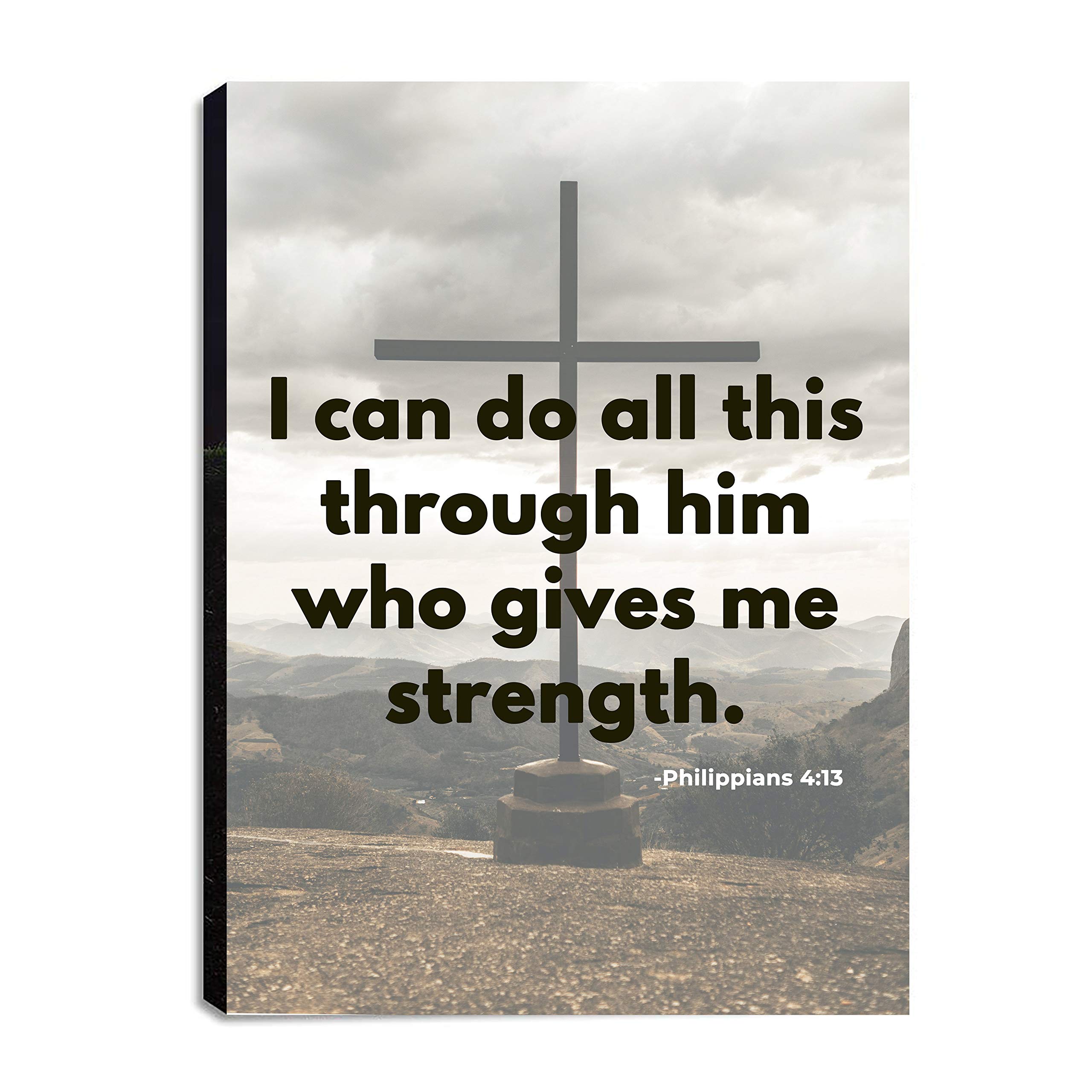 Philippians 4:13 Christian Canvas Wall Art - 12x18in Bible Verse & Prayer Decor for Home, Kitchen, Living Room & Bedroom - Ready to Hang Inspirational Wall Art for Faith-Based Home Decor & Gift Giving