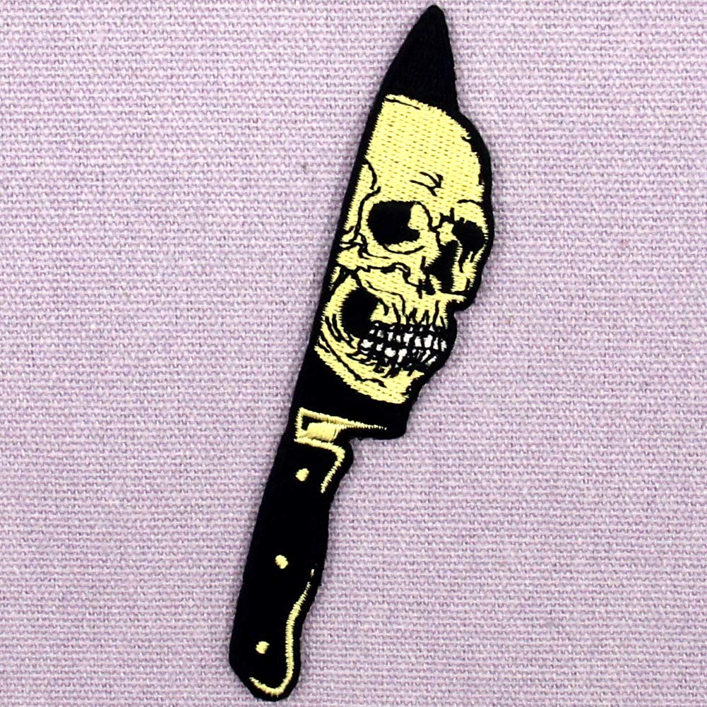 ZEGINs Skull Dagger Embroidered Patch - Iron On & Sew On Emblem for Jackets, Hats, Bags - Gothic Punk DIY Accessories for Clothing & Costumes