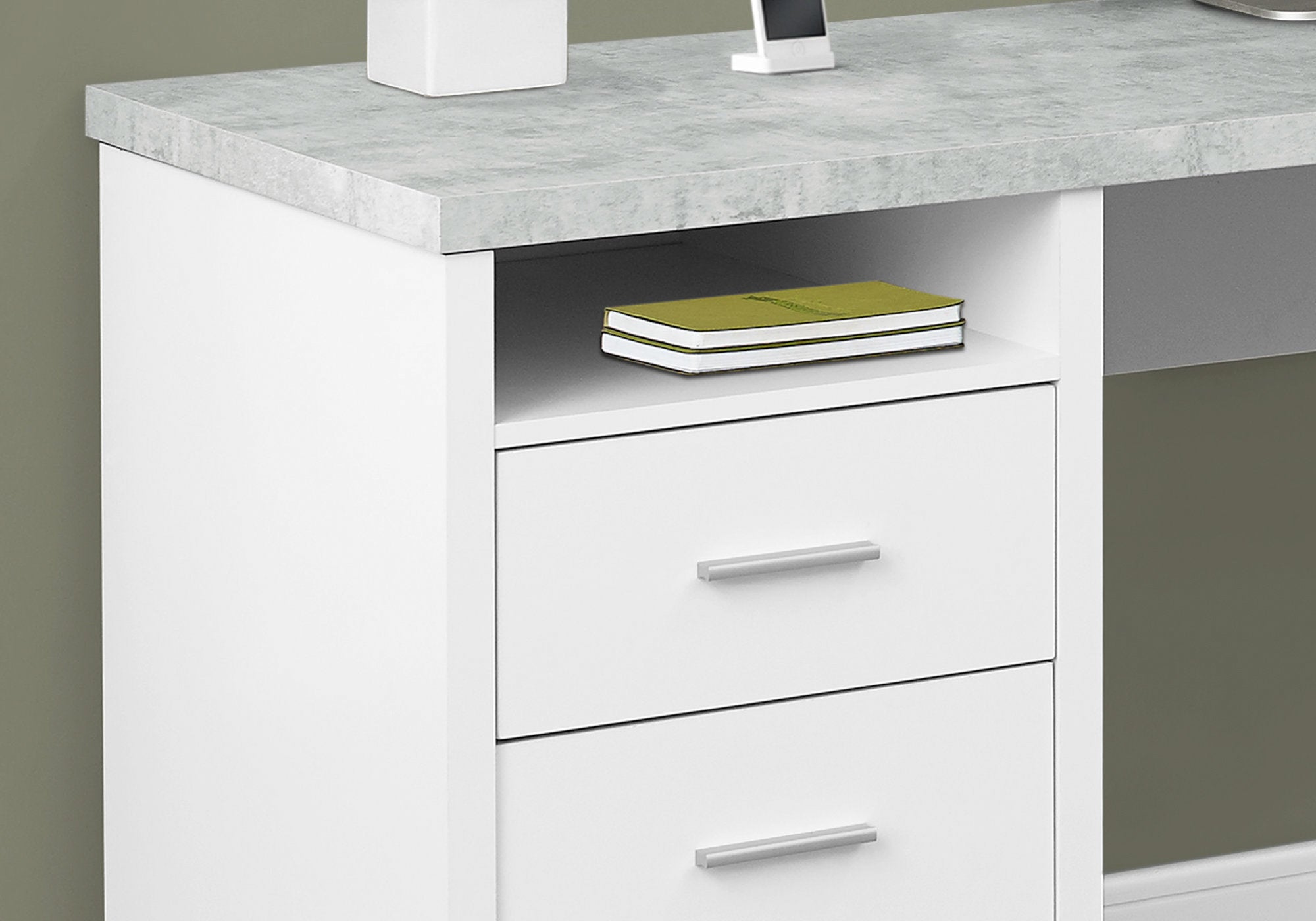 80L White/Cement Office Series Storage Cabinet - Left/Right Facing for Home & Office Organization - Perfect for Files, Supplies & Workspace Storage