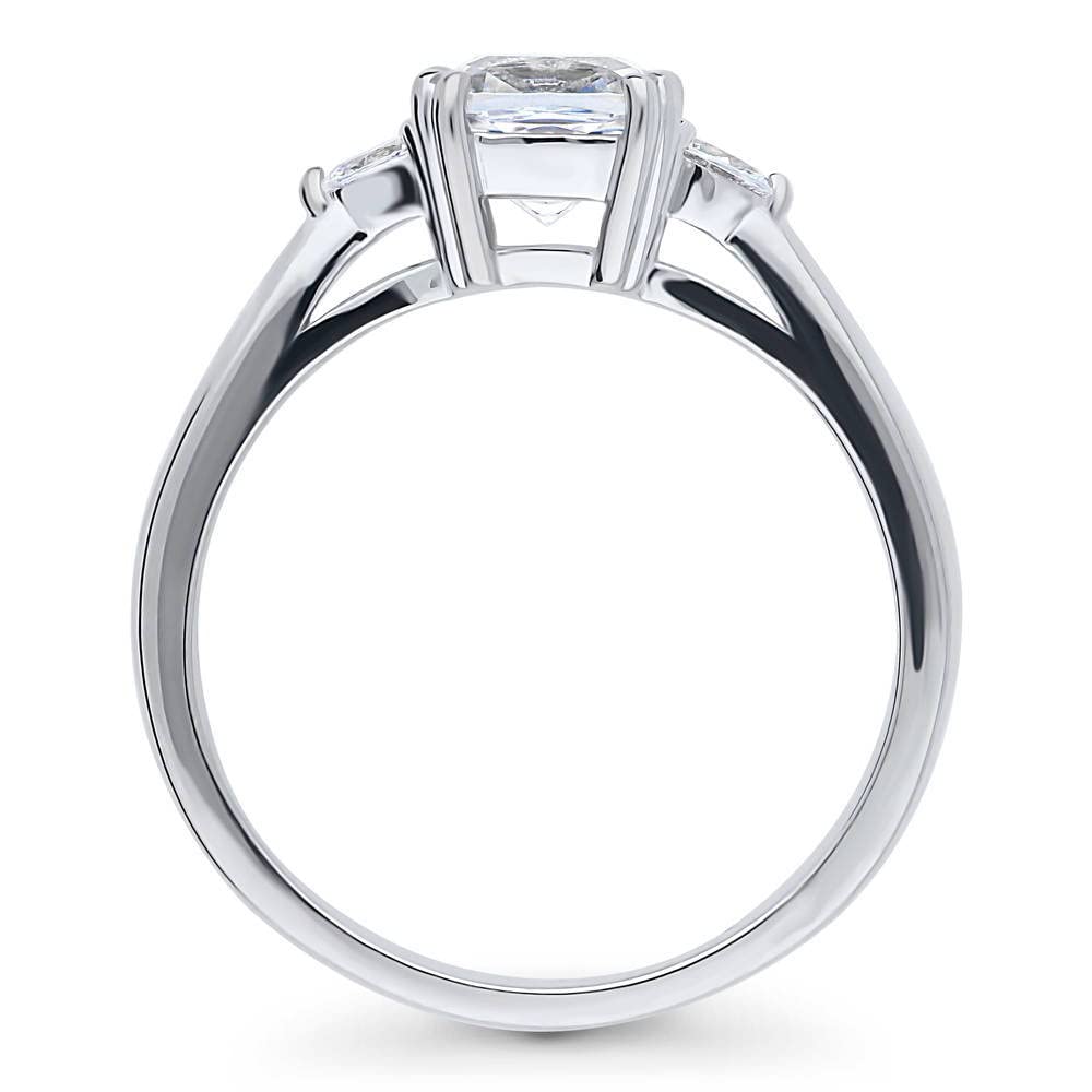 BERRICLE Sterling Silver 3-Stone Wedding & Engagement Ring - 1.25ct Cushion Cut Cubic Zirconia CZ Promise Ring for Women - Rhodium Plated Size 4-10 - Perfect for Proposals, Anniversaries & Special Occasions