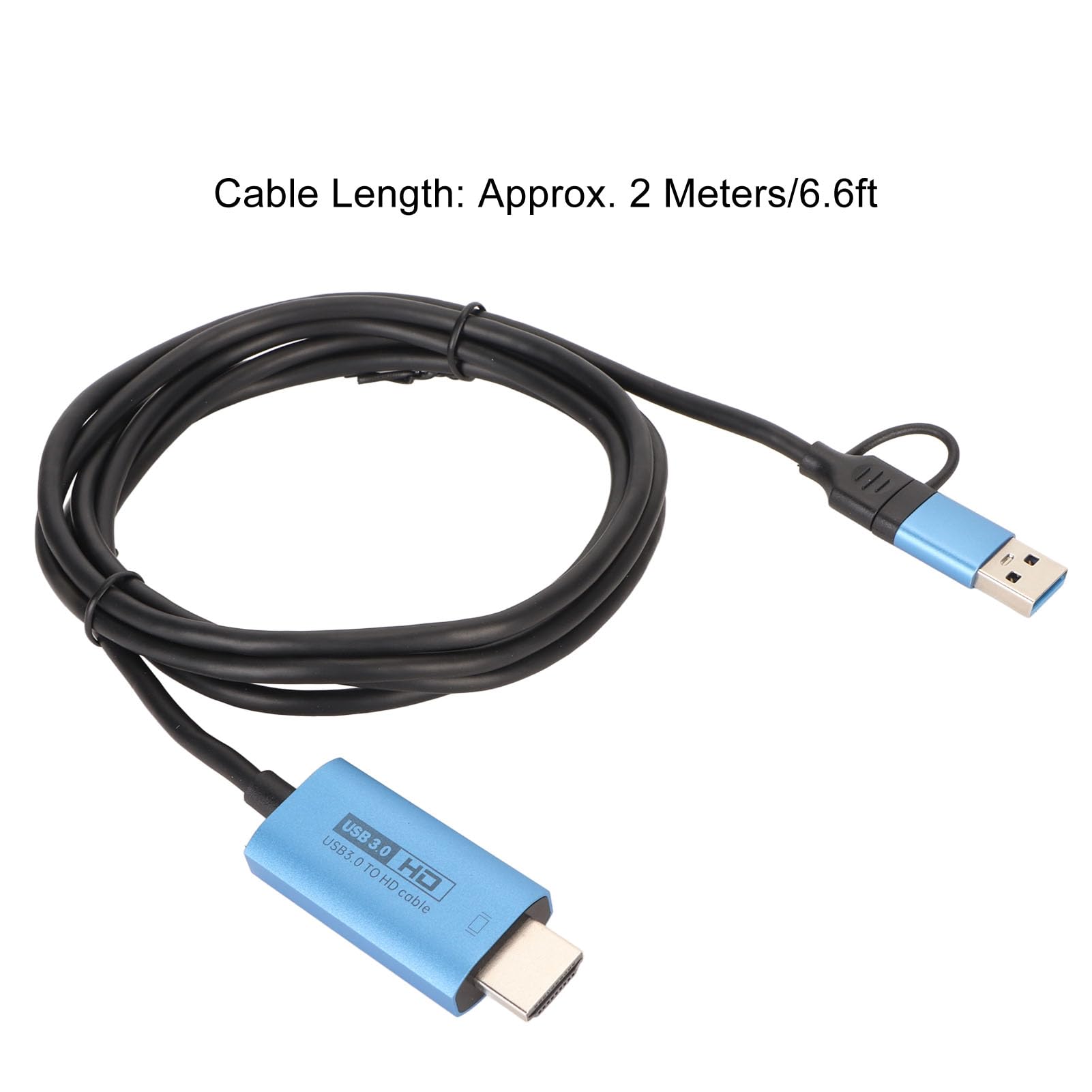 USB 3.0 to HDMI Adapter Cable | USB-C to HDMI Converter | 1080P HD Audio Video Cord for Mac, Windows, Android | 2M Length | Perfect for Home Office, Conference Presentations & TV Screen Mirroring