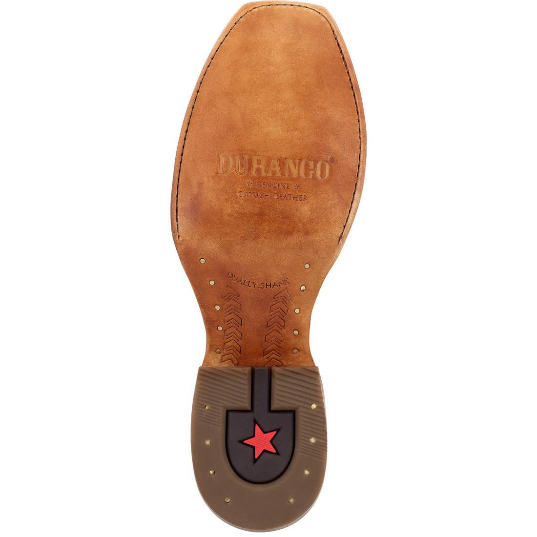 PRCA Collection Full Quill Ostrich Leather Western Cowboy Boots for Men - Tobacco & Rust Brown - Durable Rodeo & Country Style Boots for Riding, Dancing & Outdoor Events