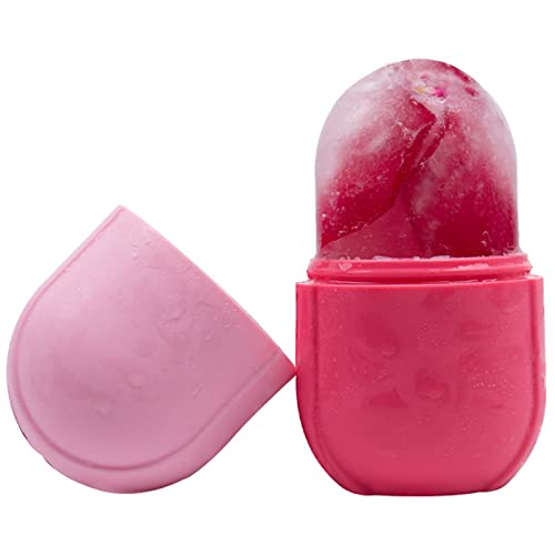 Pink Ice Roller for Face & Eyes - Cooling Facial Massage Tool, Gua Sha Skin Care, Ice Cube Mold for Beauty & Puffiness Relief - Perfect for Morning Routine & Post-Workout Recovery