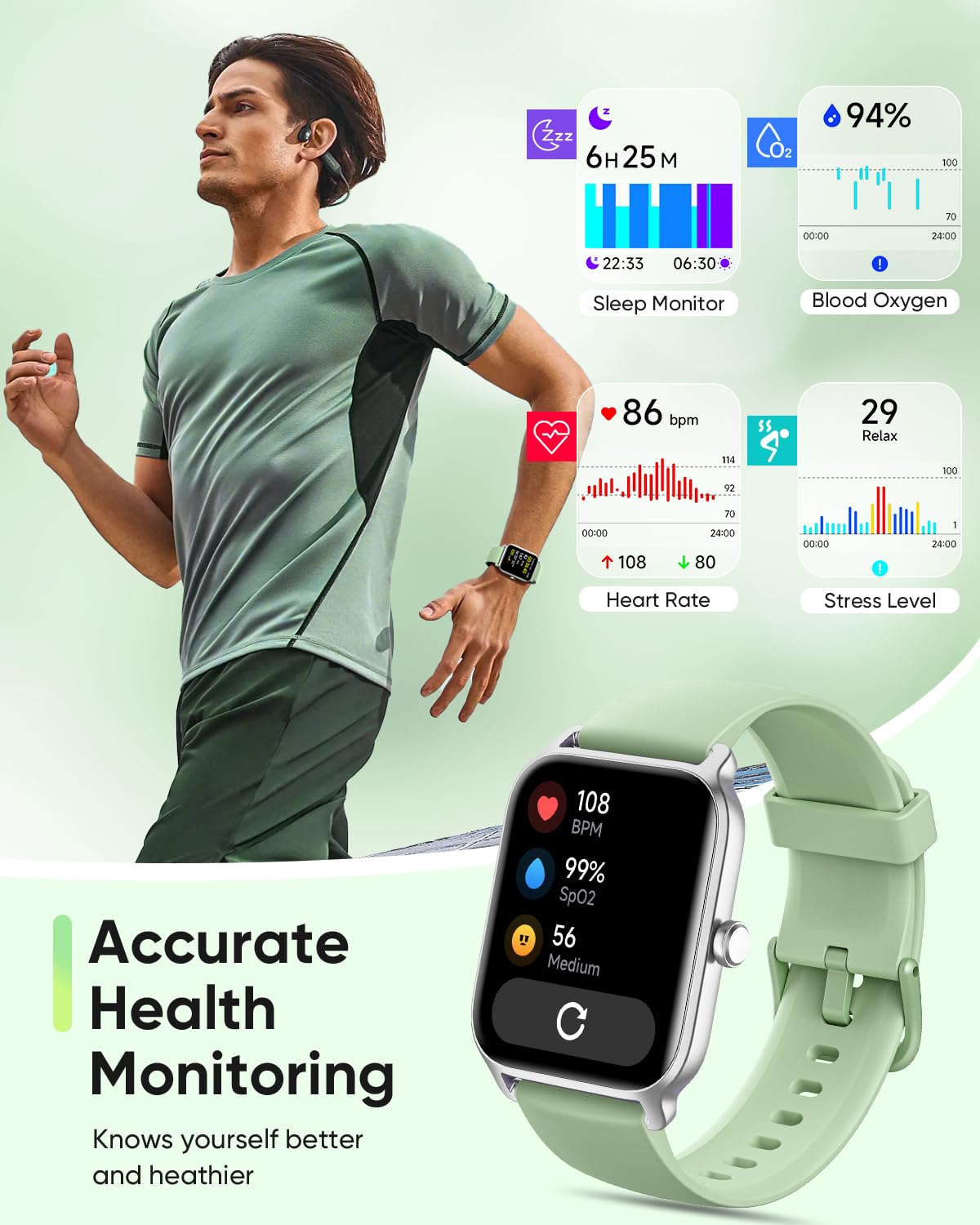 Fitpolo Smart Watch for Men & Women - 1.8