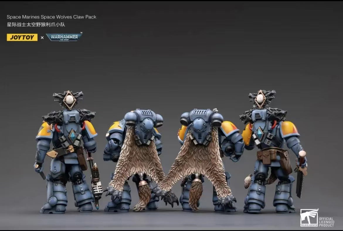 1/18 JOYTOY Warhammer 40K Space Marine Wolves Claw Action Figure Set (4PCS) - Perfect for Collectors, Tabletop Gaming & Display