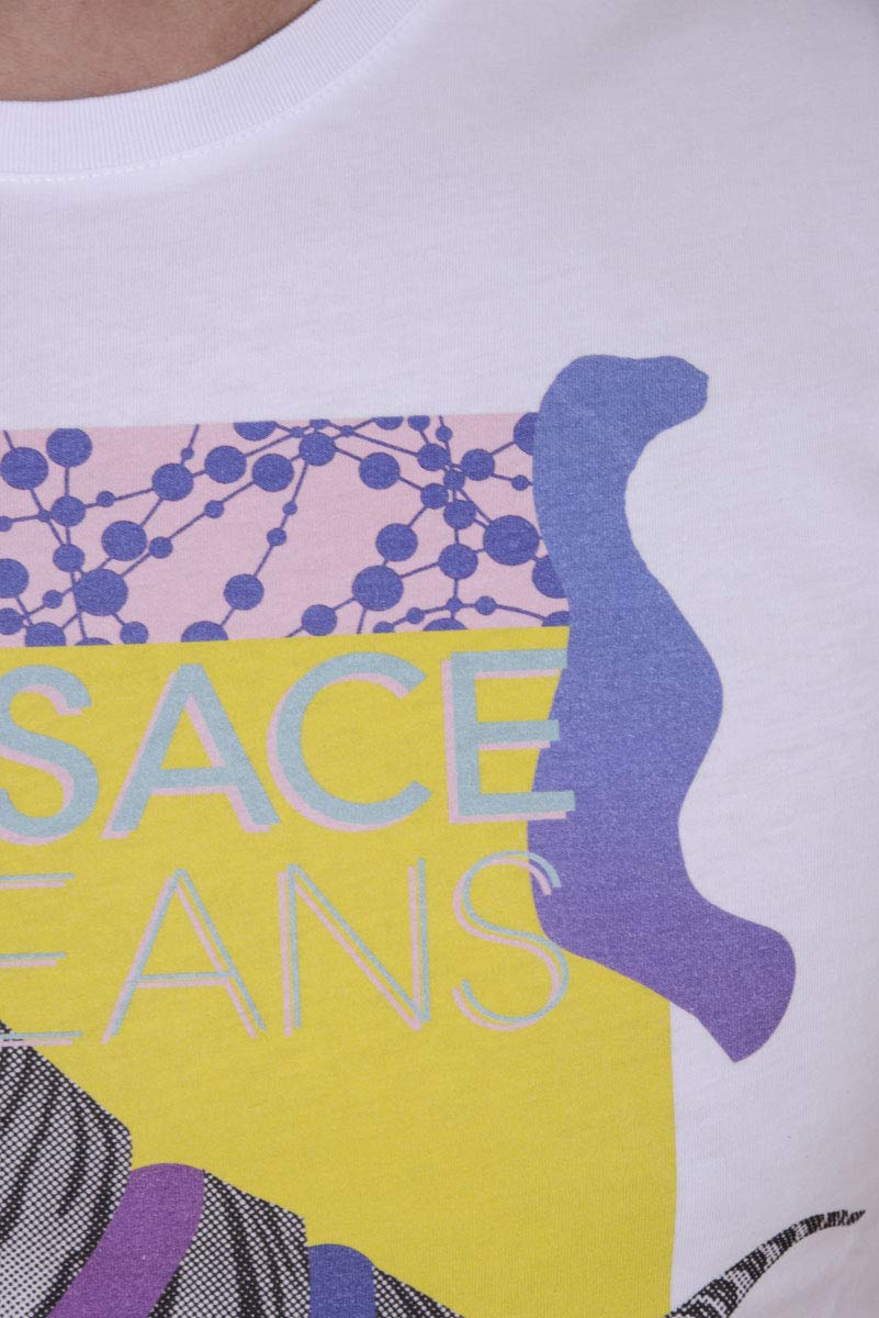 Versace Jeans Men's Cotton T-Shirt - B3GQA7D8 White Jersey for Casual Wear & Street Style | Perfect for Everyday Outfits, Parties, and Summer Fashion