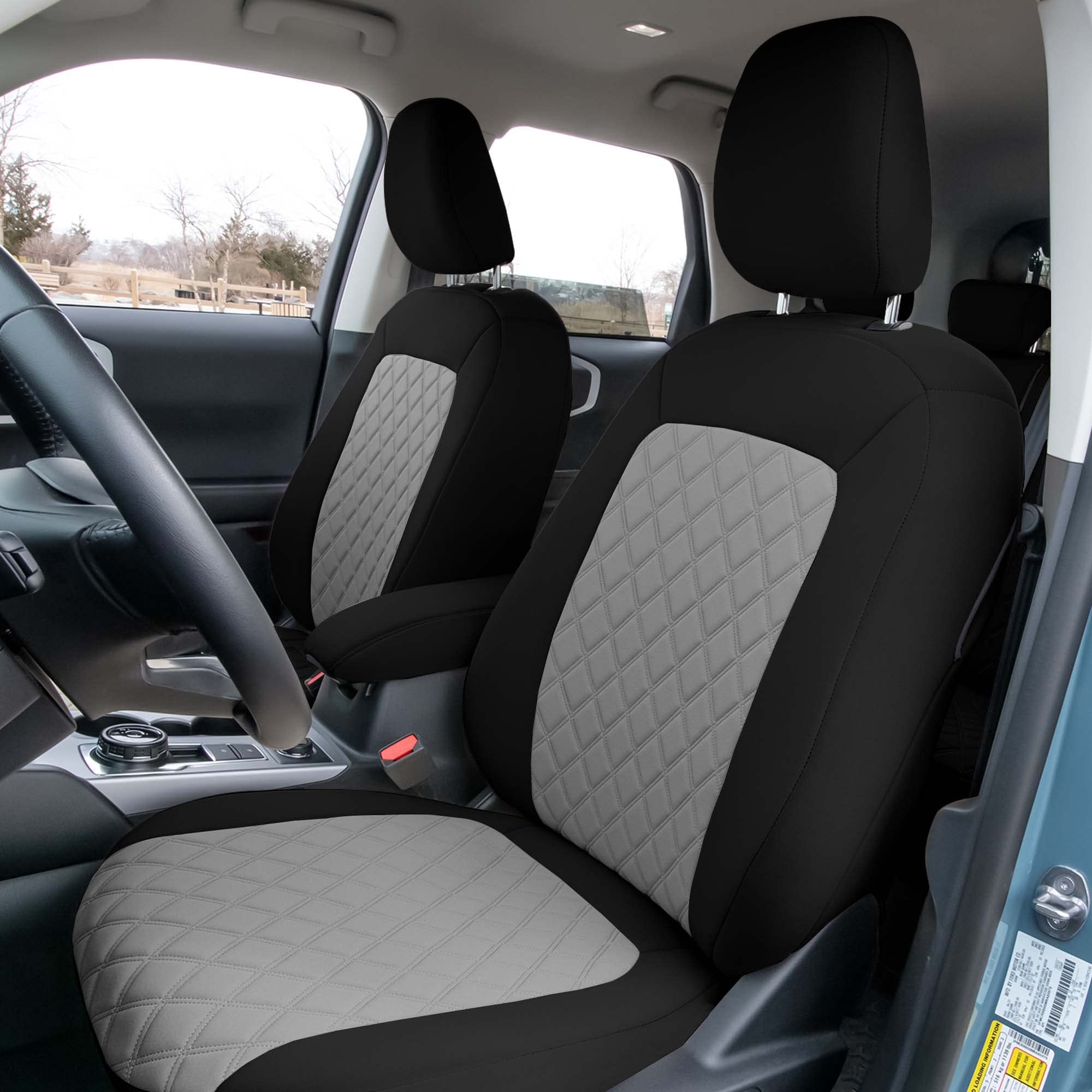 FH Group Custom Fit Neoprene Seat Covers for 2021-2022 Ford Bronco Sport - Water Resistant Neosupreme Full Set (Gray) | Perfect for Off-Roading, Camping & Daily Commute