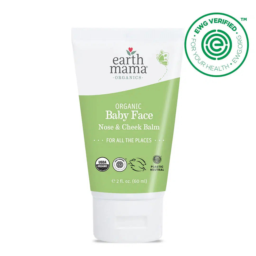 Earth Mama Organics Organic Face, Nose & Cheek Balm - Natural Moisturizer for Dry Skin, Windburn & Cold Weather Protection - Perfect for Daily Skincare & Outdoor Activities