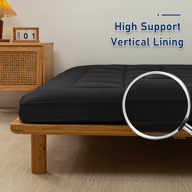 MAXYOYO Padded Japanese Floor Mattress - Black Foldable Roll Up Futon for Bedroom, Guest Room & Travel | Comfortable Floor Sleeping Mat for Adults & Kids