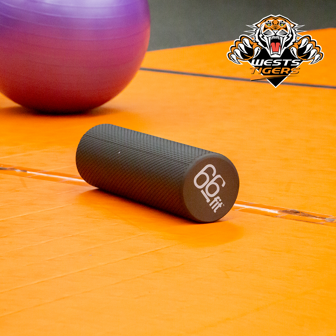 66Fit High-Density Round Foam Roller - Medium Size 45cm for Muscle Recovery, Yoga & Fitness Training - Perfect for Home Gym, Physical Therapy & Sports Massage