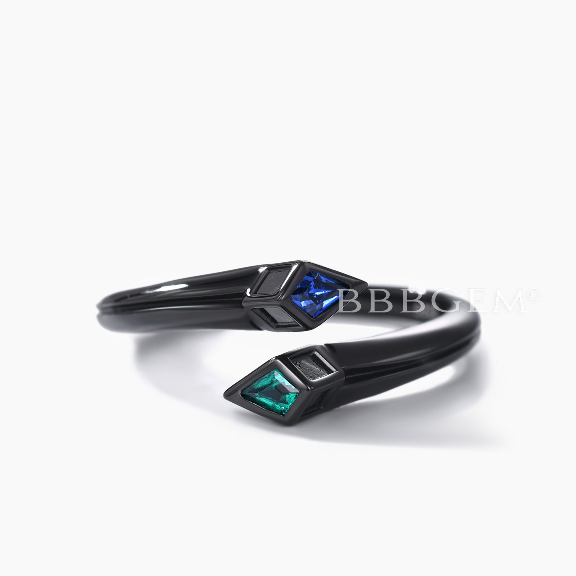Black Gold Snake Sapphire Emerald Wedding Band - Adjustable Open Ring for Women - Perfect for Engagement, Anniversary & Unique Jewelry Gifts