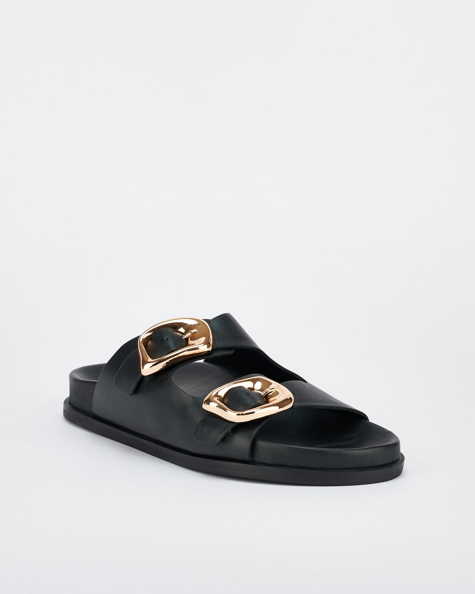 San Jose Footbed Sandals for Women - Black & Gold Orthopedic Comfort Shoes - Perfect for Walking, Travel & Everyday Wear