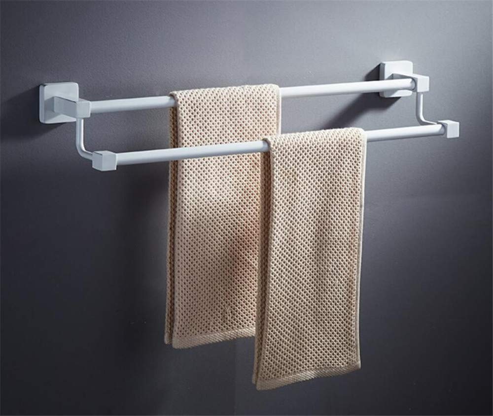 Stainless Steel White Towel Bar 16 Inch - Rustproof Bathroom Towel Rack & Rail - No Drilling Required - Perfect for Modern Bathrooms, Spas & Guest Rooms