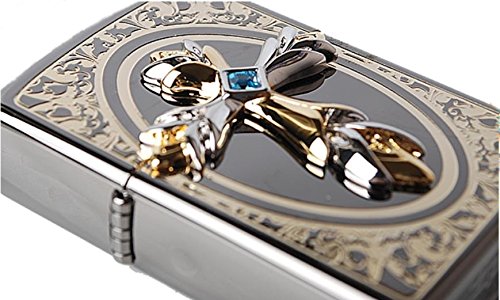 Zippo Lighter Genuine Design - Black Ice Emblem Windproof Lighter for Outdoor Camping, Hiking & Everyday Carry