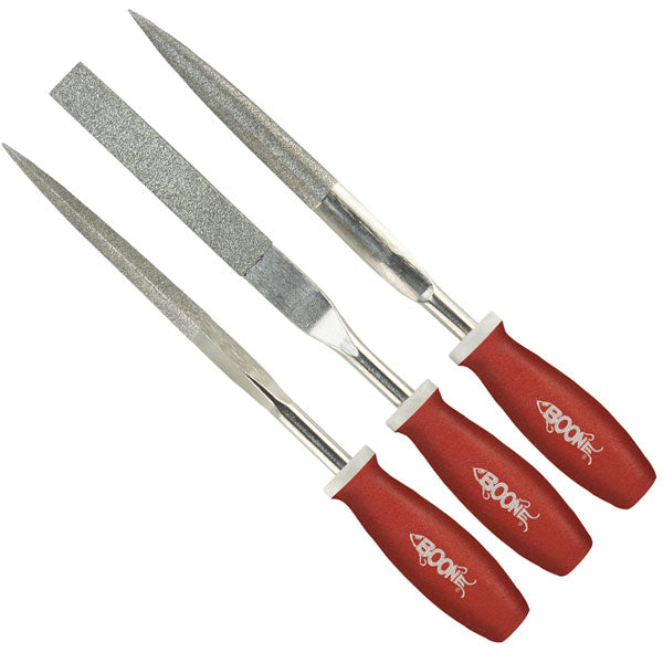 Boone Big Game Diamond Files 3-Pack - Professional Hunting Knife Sharpener Set for Outdoor, Camping & Survival Gear - Perfect for Field Dressing, Skinning & Bushcraft