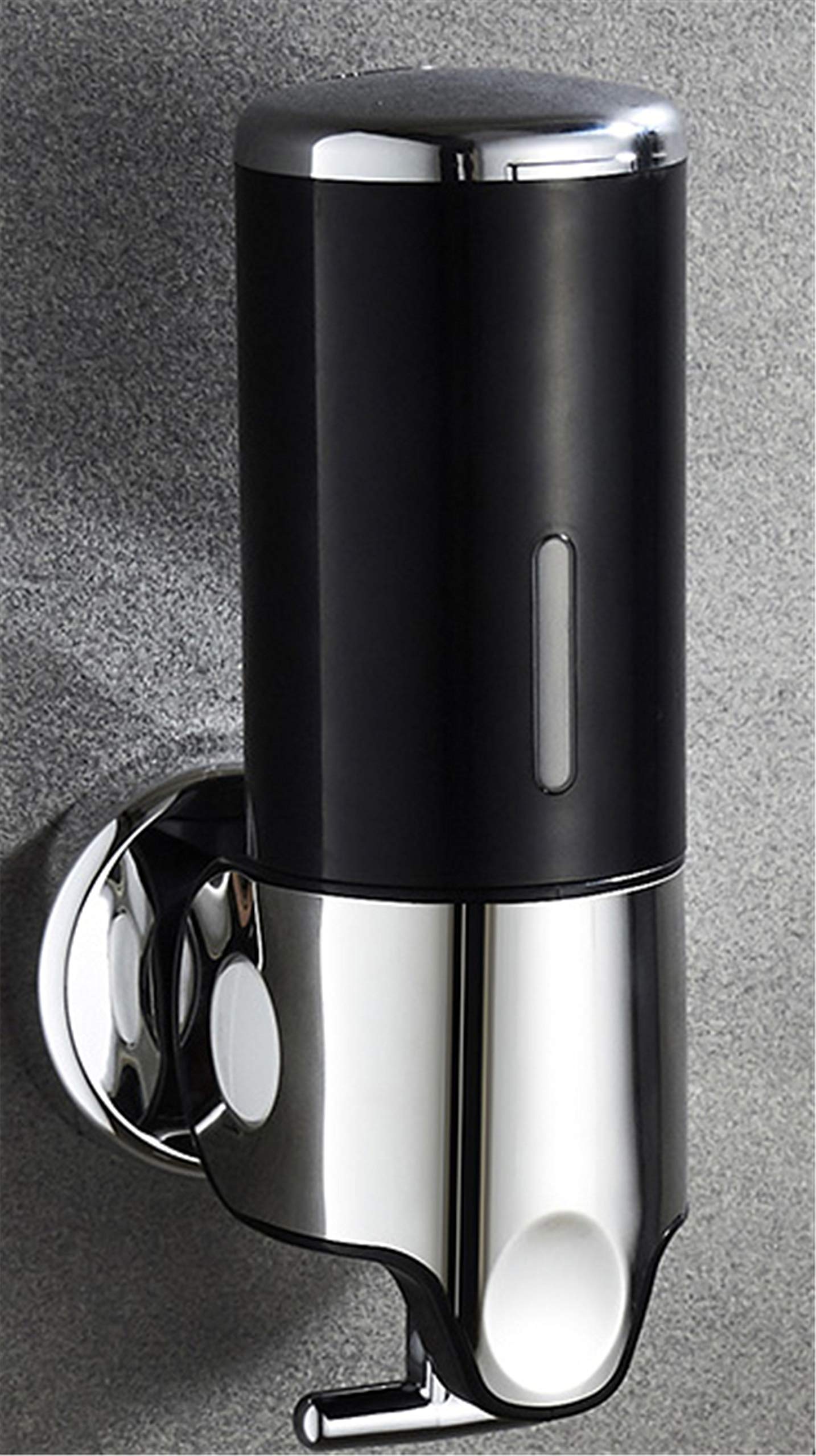Hendalino Wall Mount Shampoo Dispenser - 450ml Manual Pump Soap Dispenser for Bathroom & Kitchen - Damage-Free Adhesive, ABS Plastic & Metal T-Bar - Ideal for Home, Hotel, Salon (Black, 1 Chamber) - Perfect for Liquid Soap, Shampoo & Conditioner Storage