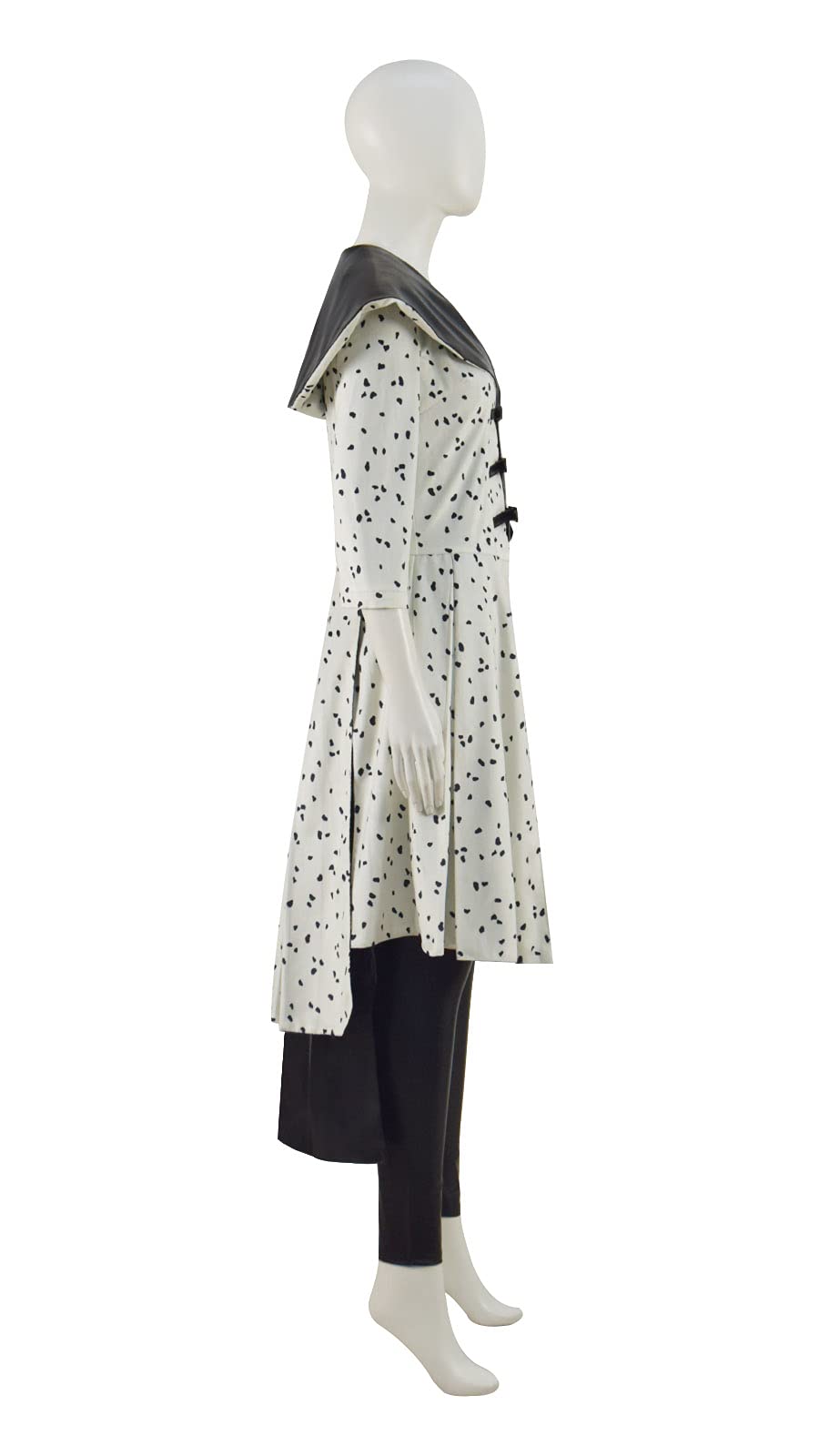 Women's Cruella De Vil Costume Coat Dress Full Set - 101 Dalmatians Halloween Cosplay Outfit for Women, Party & Themed Events