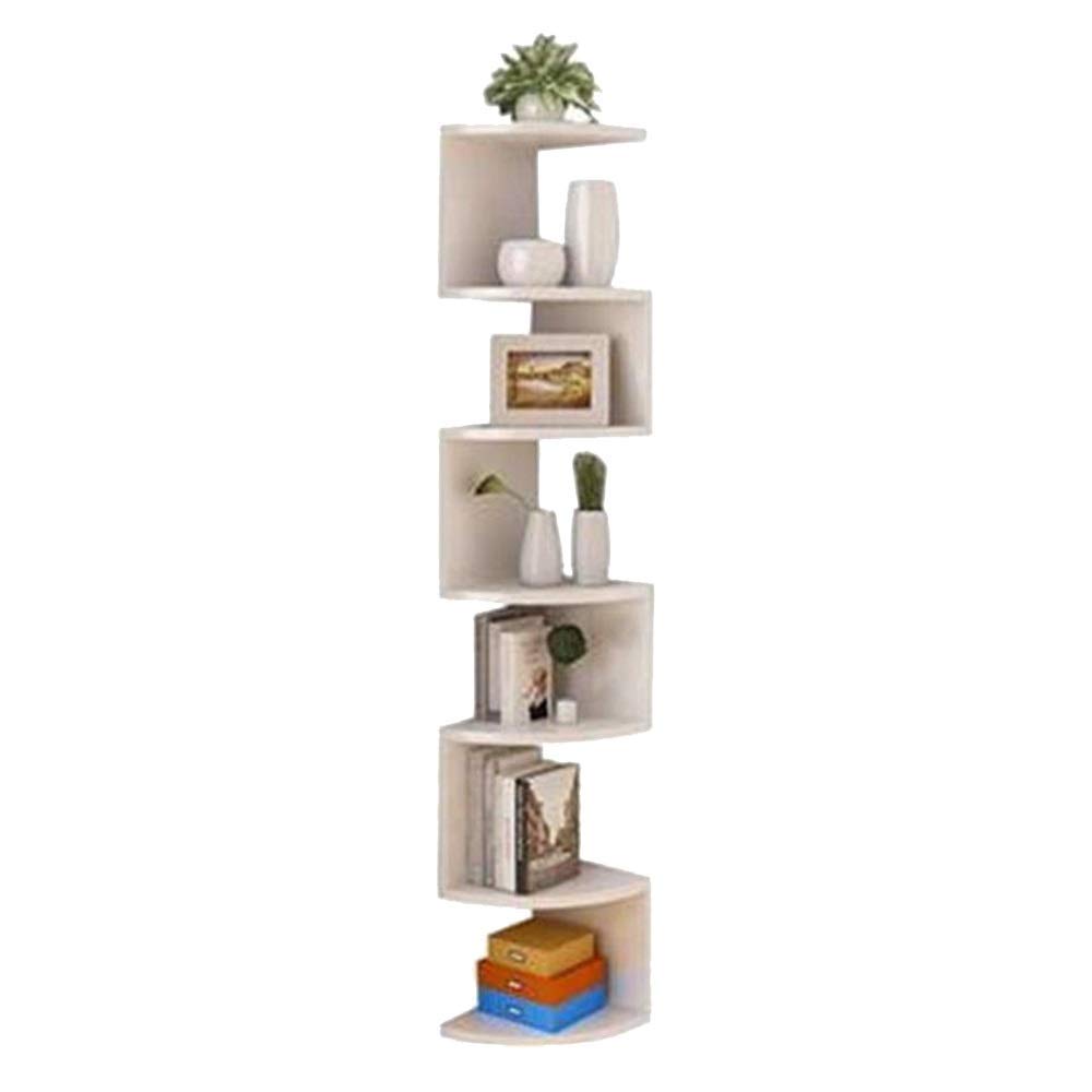 HTLLT 5-Tier Floating Wall Shelf with Zigzag Design - White Corner Storage Shelf for Books, Decor & Organizing - Perfect for Living Room, Bedroom & Office Spaces