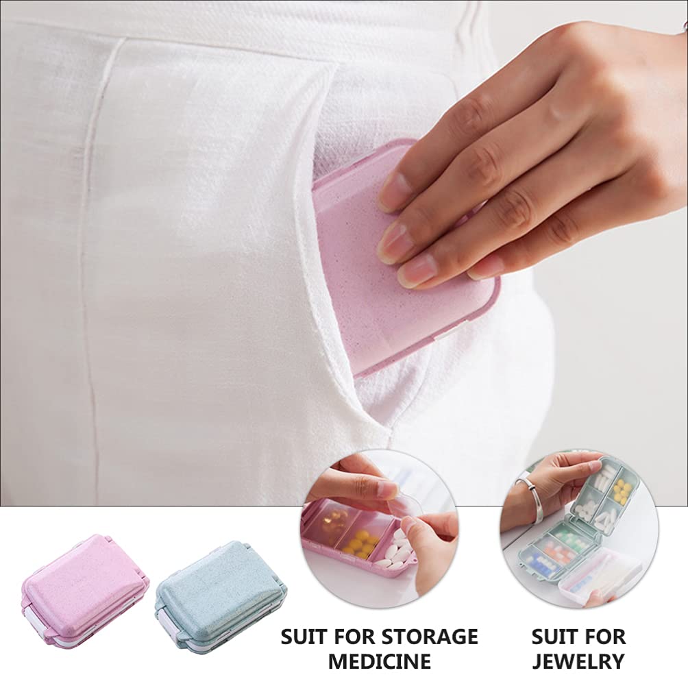 2 Pack Plastic Pill Organizer Travel Medicine Case - Portable Pill Box Storage Container for Daily Medication, Vitamins & Supplements - Perfect for Home, Office, Travel & Emergency Kits