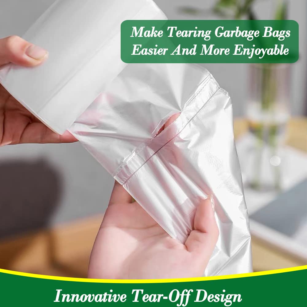 Hommaly 120-Count 2.6 Gallon Small Clear Trash Bags - Strong 2.5 Gallon Garbage Bags for Bathroom, Office & Waste Baskets | Unscented Mini Plastic Bin Liners Fits 6-10 Liter (2-2.6 Gal) Trash Cans | Perfect for Home, Kitchen, Bathroom & Office Organization