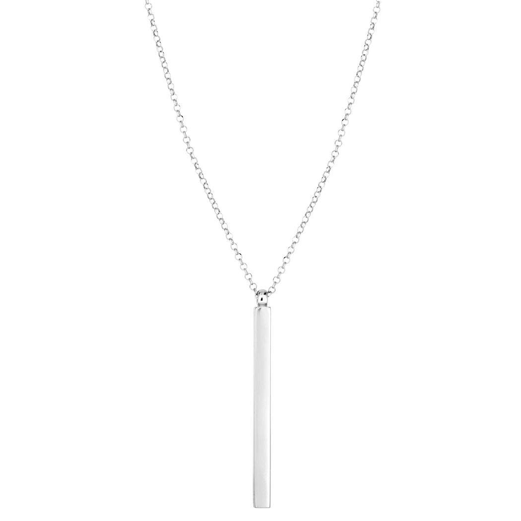 Rhodium Plated Silver Polished Necklace with Lobster Clasp - 24 Inch Elegant Jewelry Gift for Women, Perfect for Anniversaries, Birthdays & Special Occasions
