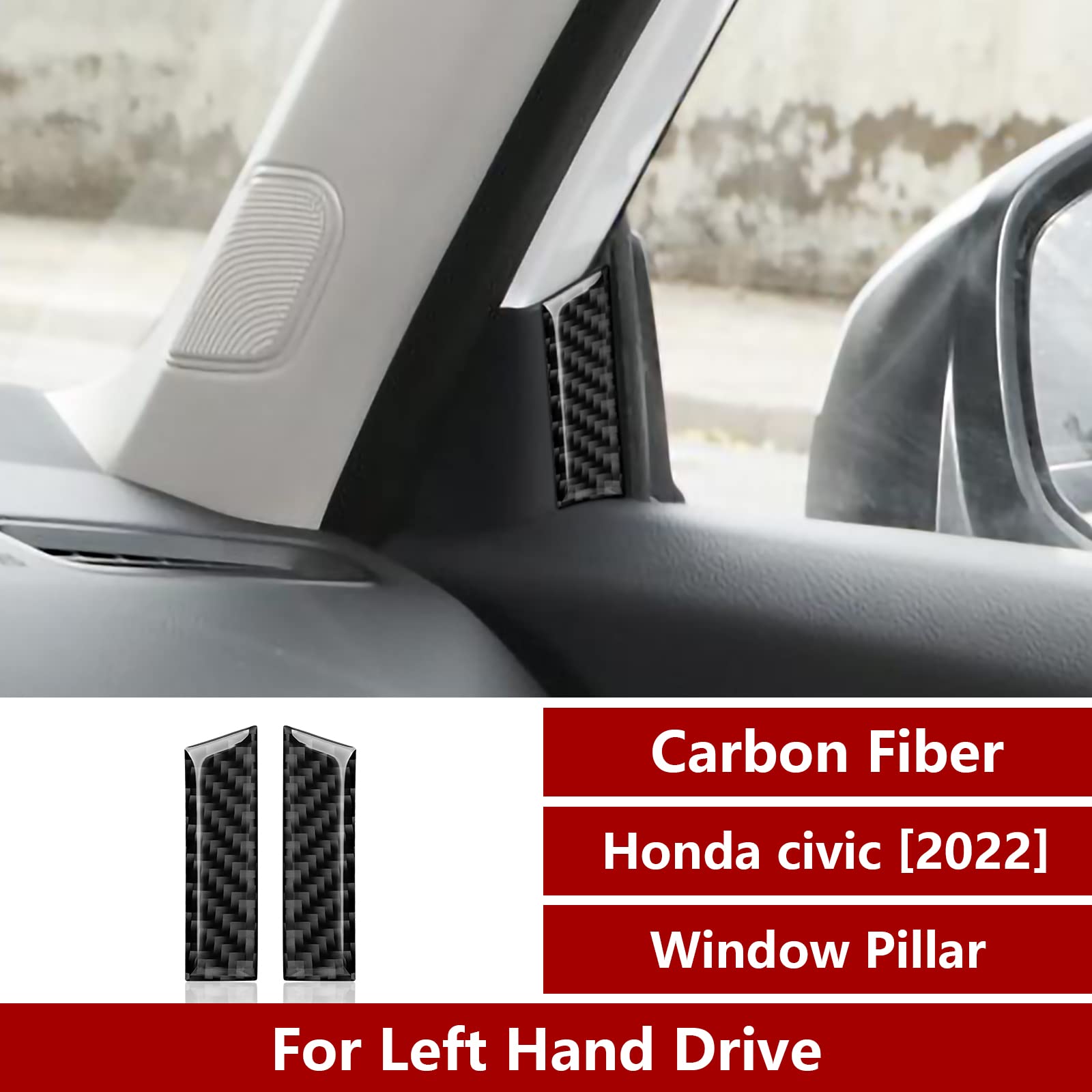 2022-2023 Honda Civic 11th Gen Carbon Fiber A-Pillar Decals - Interior Car Door Window Decorative Stickers | Upgrade Your Ride's Style for Sedan & Coupe Models