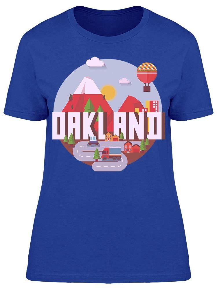 Smartprints Oakland Landscape Cartoon T-Shirt for Women - Casual Graphic Tee for Streetwear, Travel & Everyday Comfort