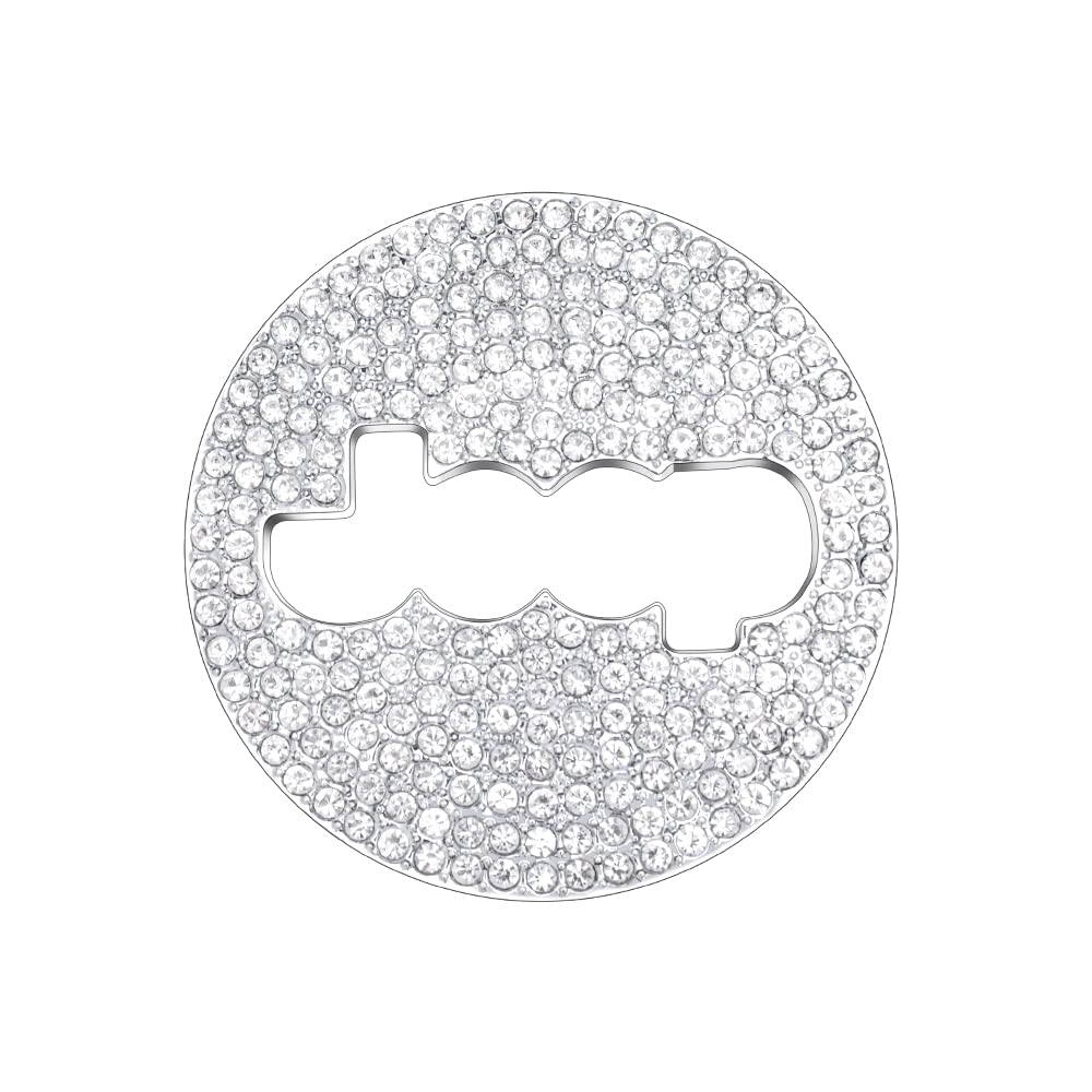 1797 Steering Wheel Logo Cover for Jeep Wrangler JL & Gladiator JT - Bling Emblem Cap Sticker Decal in Crystal Silver (Large Size) - Upgrade Your Ride's Interior Style