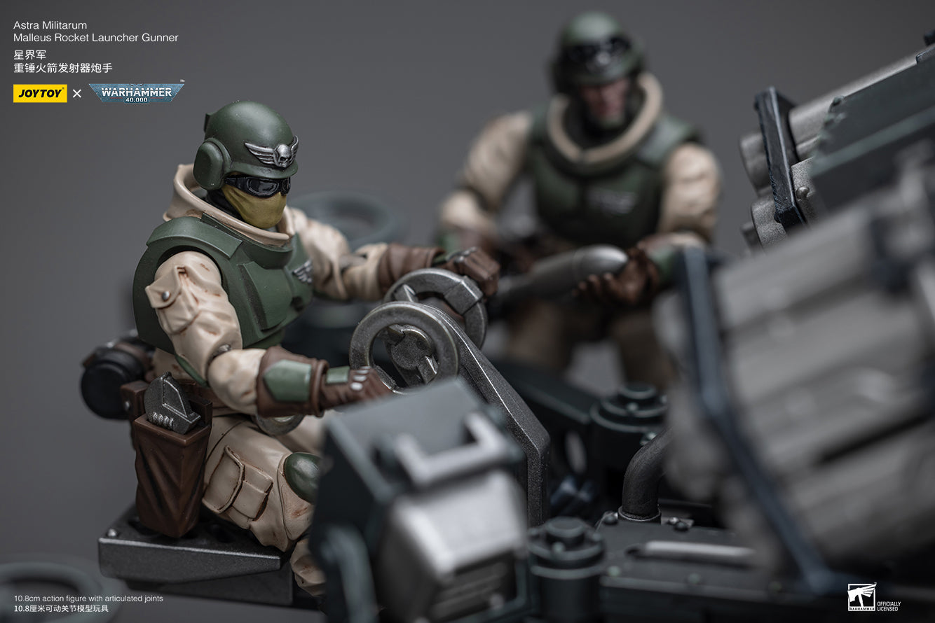 1/18 JOYTOY 3.75 Inch Warhammer 40K Astra Militarum Ordnance Team Action Figure with Malleus Rocket Launcher - Perfect for Collectors, Wargaming & Tabletop Battles