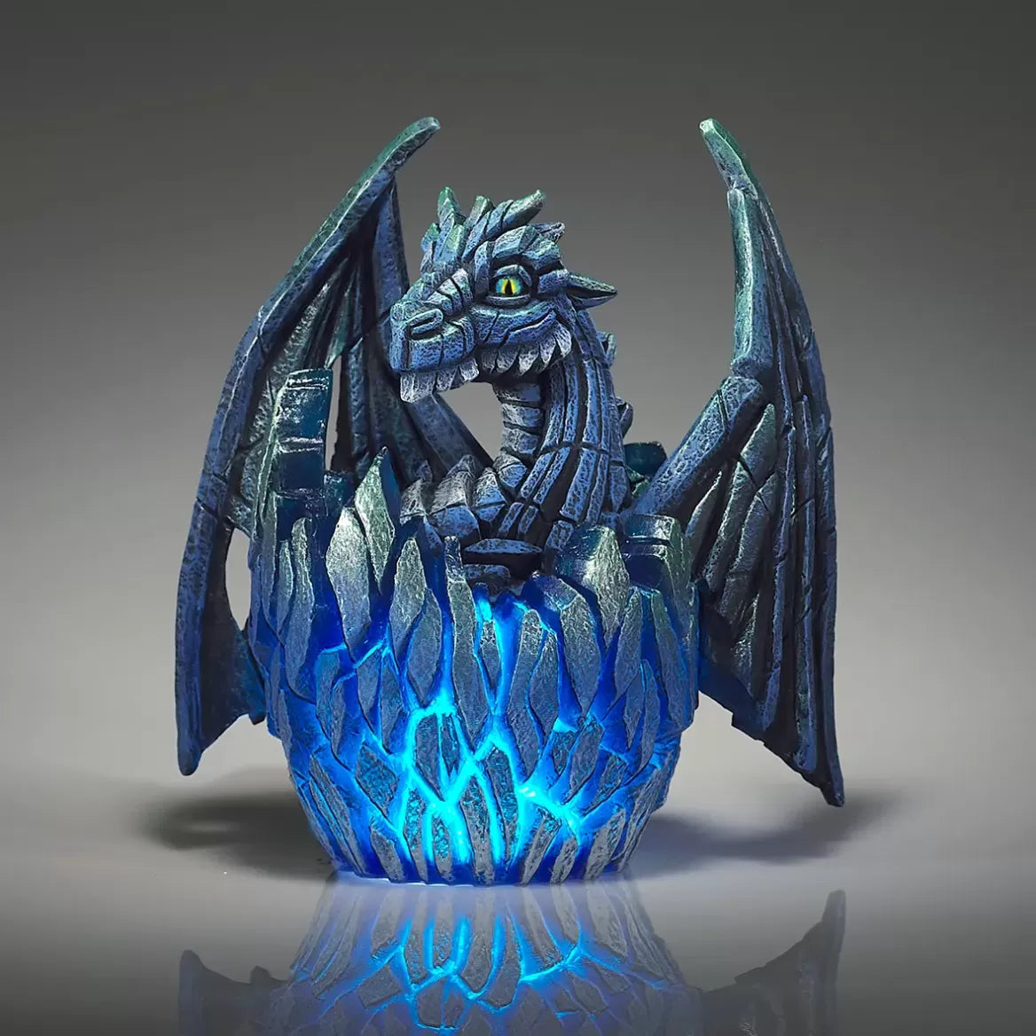 Blue Dragon Egg Edge Sculpture - Handcrafted Asian Home Decor for Living Room, Office & Feng Shui Gifts