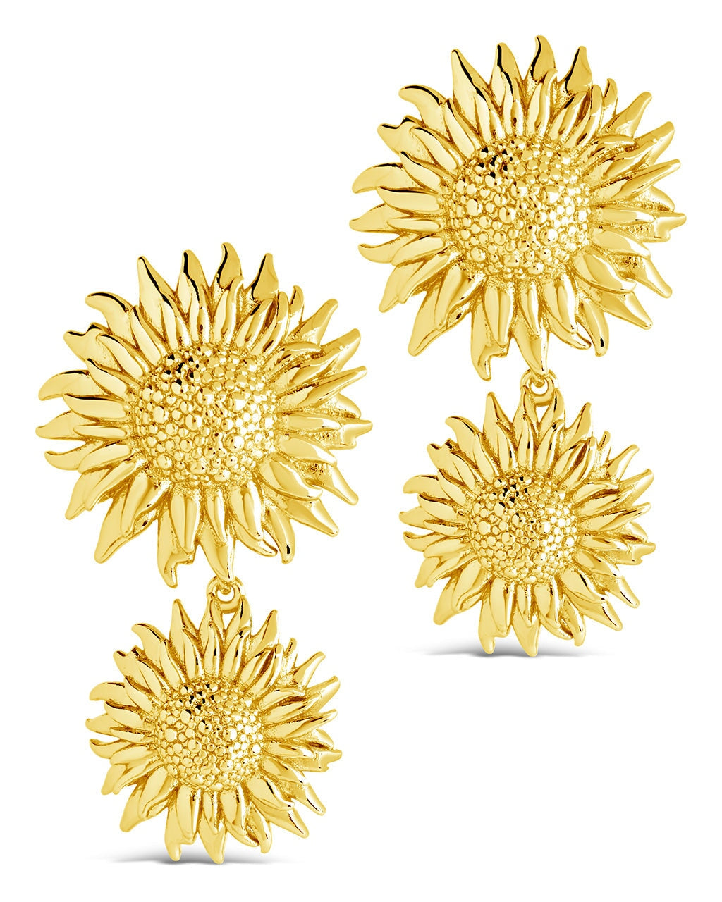 Solaris Sunflower Drop Stud Earrings for Women - 14K Gold Plated Floral Dangle Earrings - Perfect for Spring, Summer, Wedding & Everyday Wear