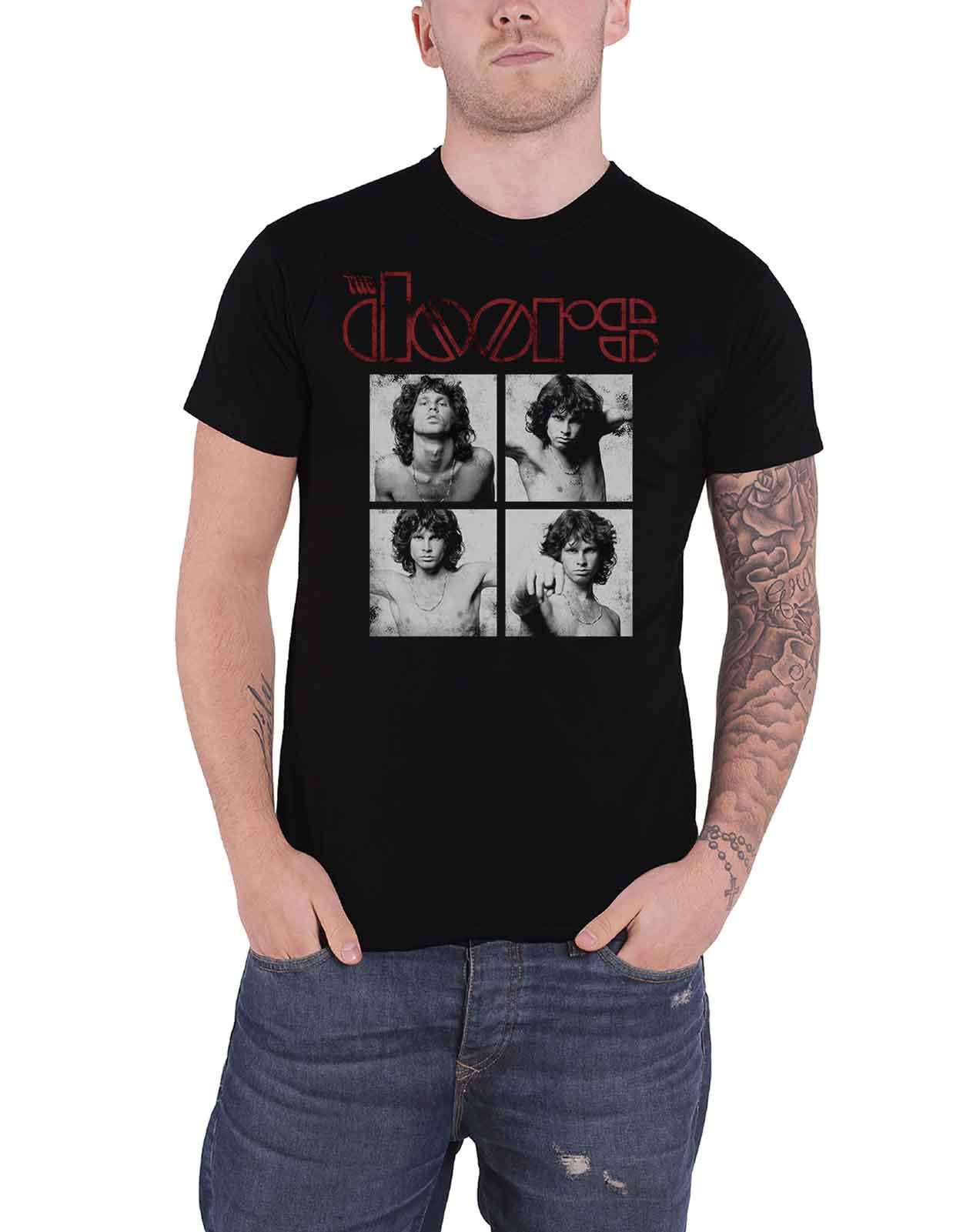 The Doors Official Band Logo T-Shirt - Jim Morrison Graphic Tee for Men - Black Size M - Vintage Rock Music Merchandise for Concerts & Casual Wear