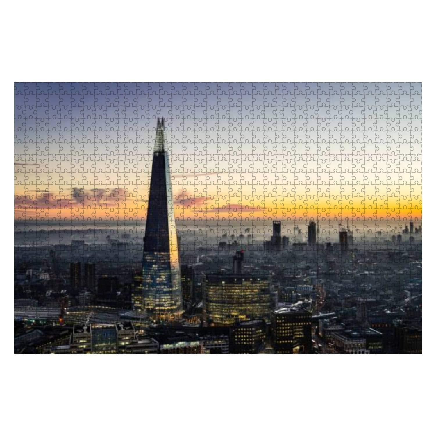 1000 Piece Wooden Jigsaw Puzzle - The Shard London Skyscraper Cityscape | Educational Brain Teaser for Adults & Kids | Stress Relief Toy, Home Decor, Family Game Night Activity