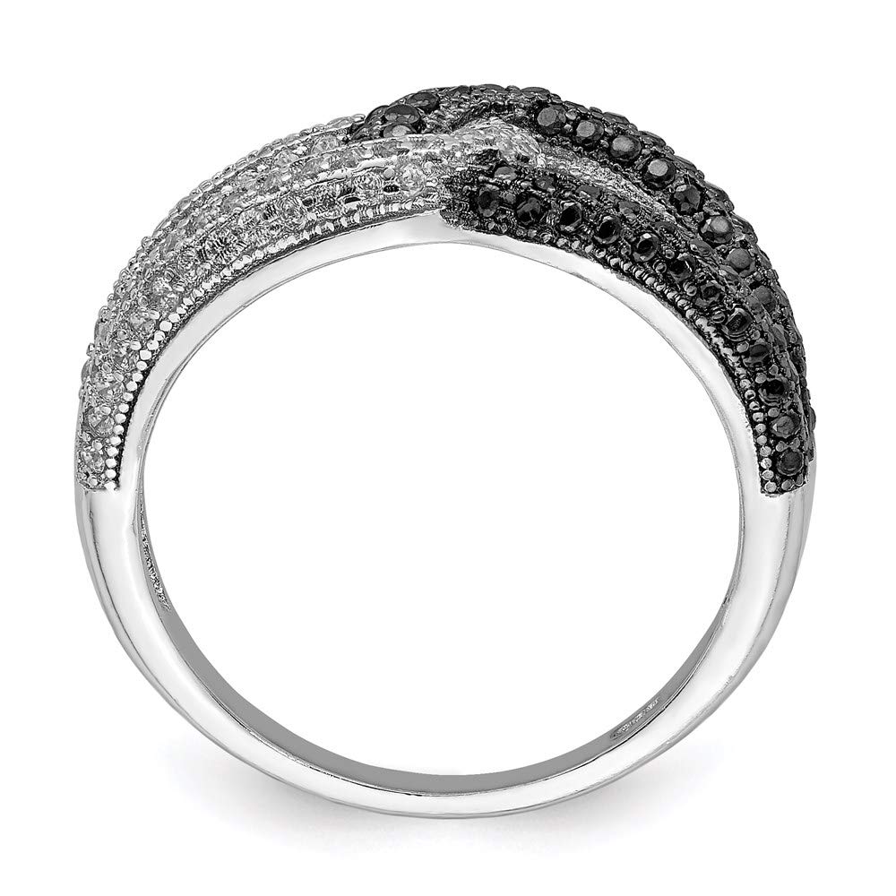 925 Sterling Silver Black & White Cubic Zirconia Ring for Women - Elegant Fine Jewelry Gift for Her - Perfect for Anniversary, Birthday, Valentine's Day & Special Occasions
