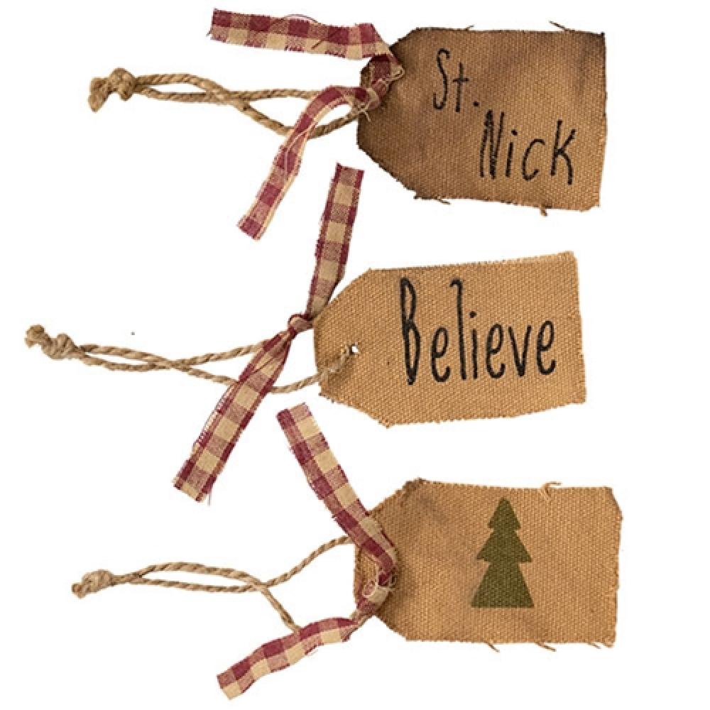 3-Pack Believe St. Nick & Christmas Tree Tag Ornaments - Perfect for Holiday Gift Wrapping, Stocking Stuffers & Christmas Tree Decorations