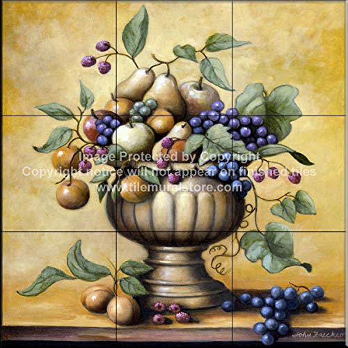 John Zaccheo Fruit Bowl Tile Mural - Handmade Wall Art for Kitchen & Dining Room Decor - Perfect for Home, Restaurant, and Cafe Interior Design
