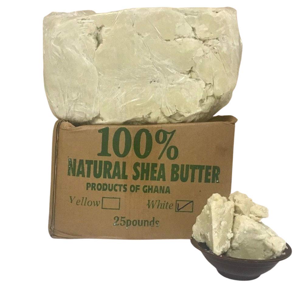 100% Pure Unrefined Raw Shea Butter Bulk (White/Ivory) - 11kg (25lb) Box for DIY Skincare, Hair Care & Soap Making - Natural Moisturizer for Dry Skin & Eczema Relief