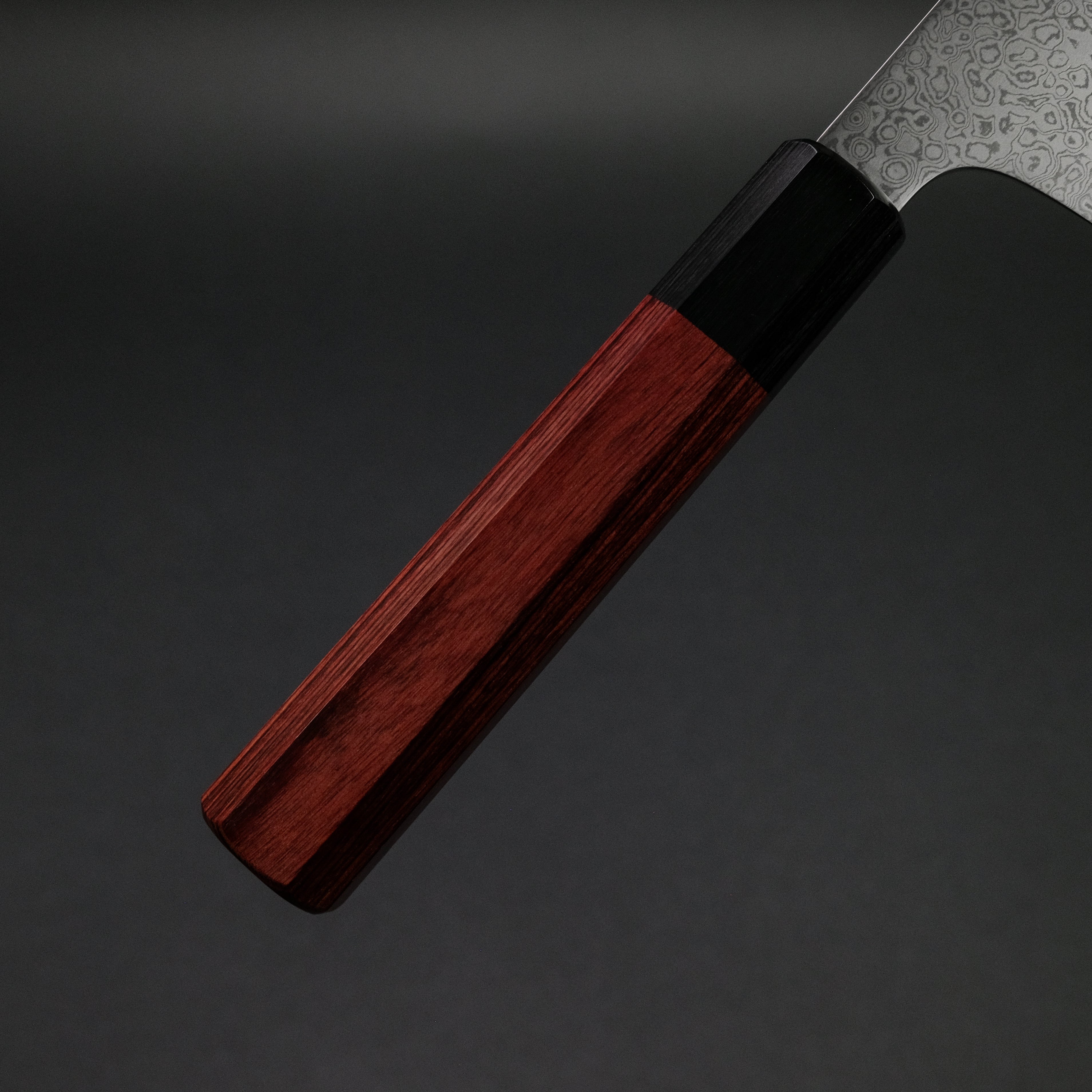 Hitohira Imojiya TH Damascus Santoku Knife 180mm with Pakkawood Handle (Red) - Premium Japanese Kitchen Knife for Slicing, Dicing, and Chopping Vegetables, Meat, and Fish