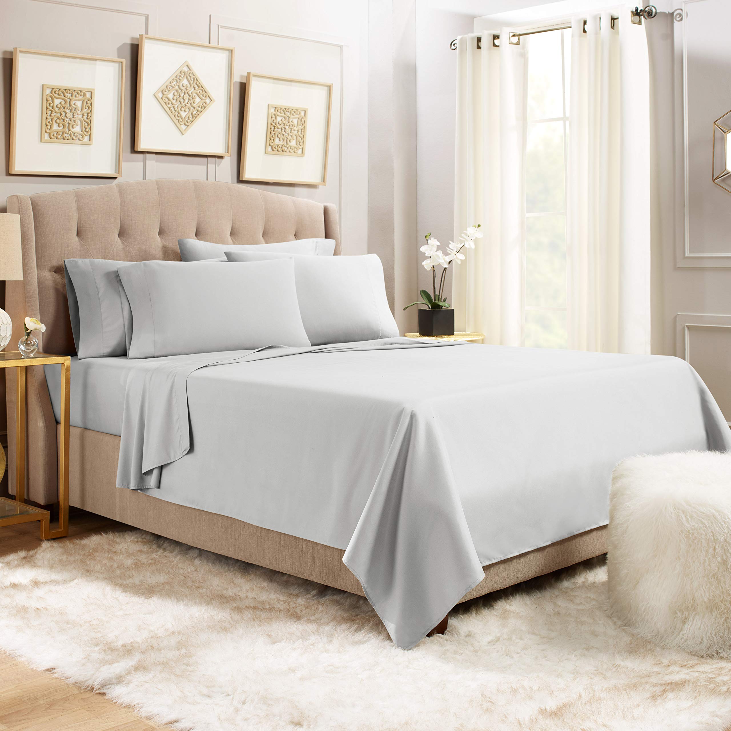 Premium King Size Pillowcases Set of 8 - Ultra Soft Hotel Quality Bedding - Silver Light Gray - Perfect for Luxury Bedrooms, Guest Rooms & Airbnb Stays