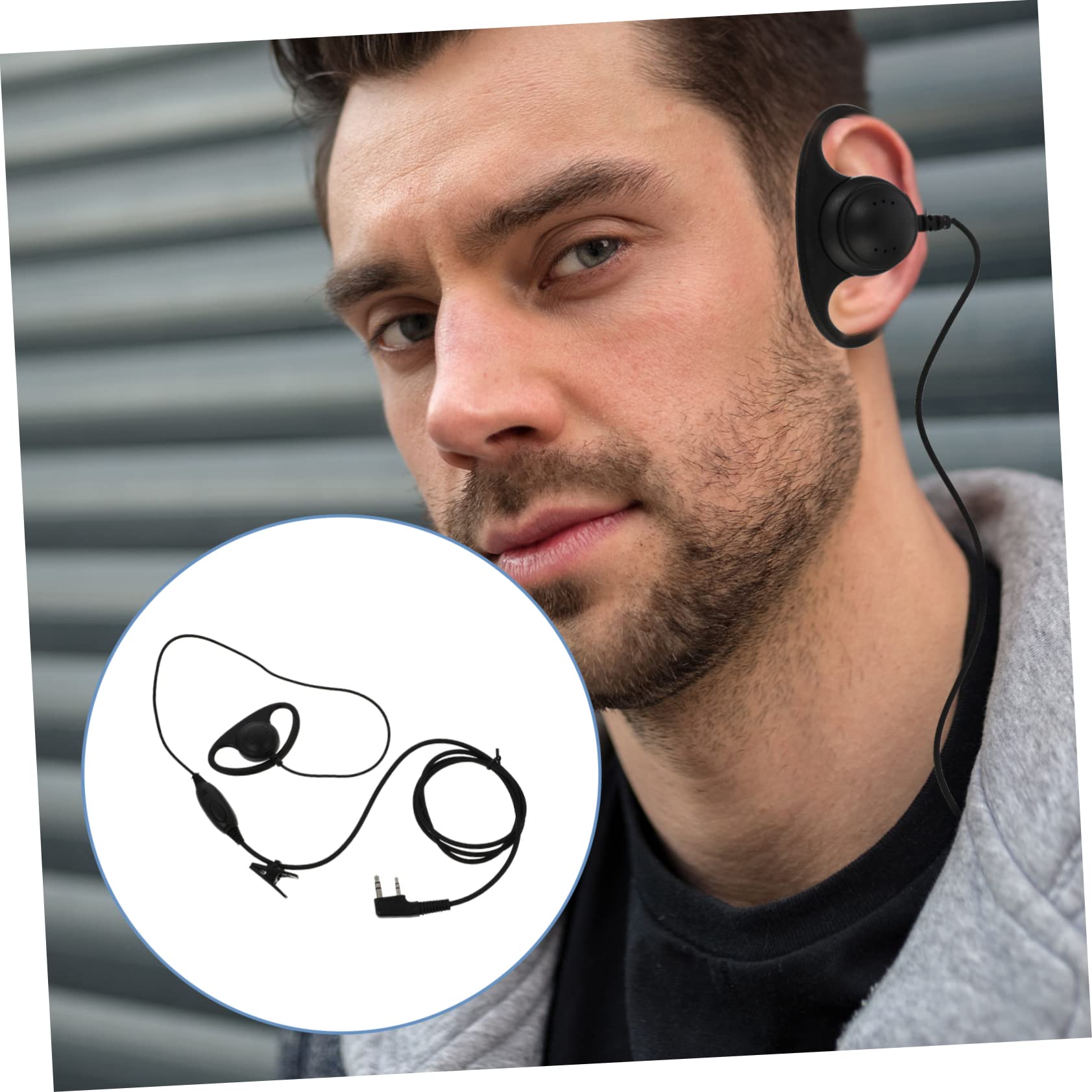 OSALADI Walkie Talkie Headset with Wired Intercom - Single Ear Hook Headphones for Two-Way Radio Communication - Ideal for Security, Construction, and Outdoor Adventures