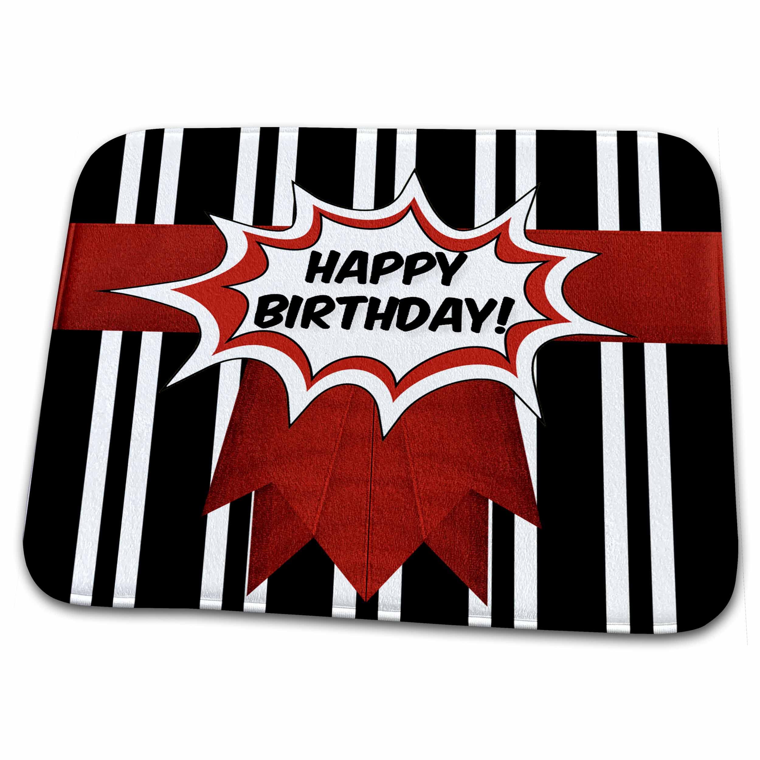3D Rose Black and White Stripes with Red Comic Bath Rug - Non-Slip Bathroom Mat, Soft Absorbent Cotton, Machine Washable - Perfect for Bathroom, Kitchen, Laundry Room Decor (rug-261483-1)