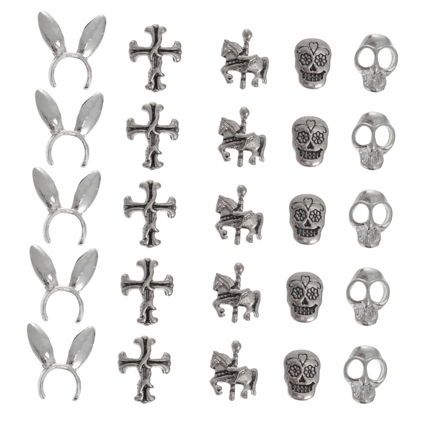 Beavorty 100pcs Halloween Nail Charms - Silver Skull Nail Studs for Nail Art, Manicure Jewelry, Vintage Nail Decorations - Perfect for Halloween Parties, Costume Nails, and Gothic Nail Designs