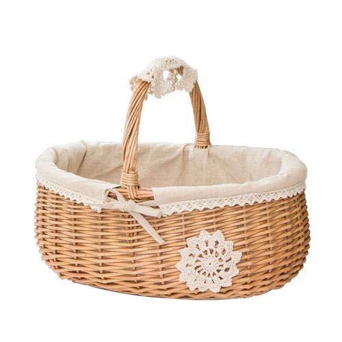 Hand-Woven Wicker Picnic Basket - Multifunctional Storage Organizer for Eggs, Candy, Bath Toys & Kids Toys | Perfect for Gift Wrapping, Picnics, Home Decor & Nursery Organization