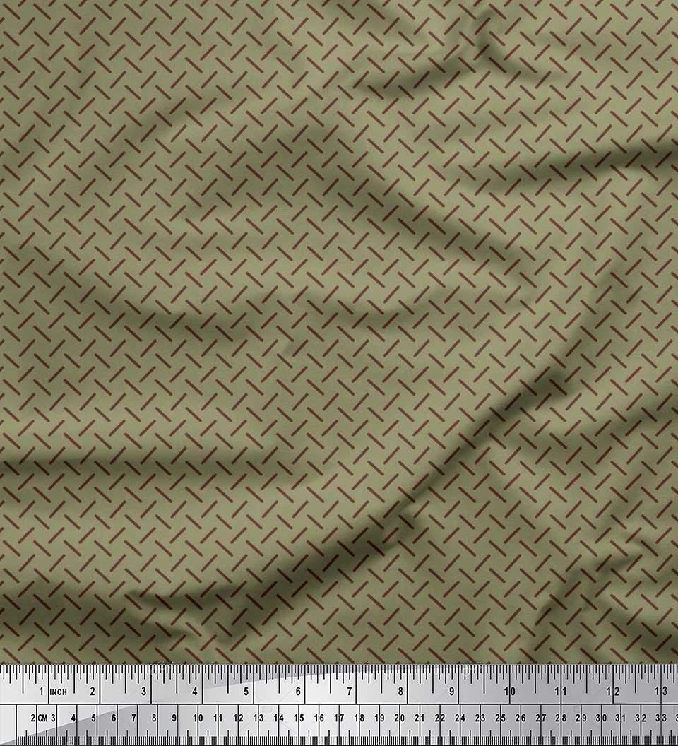 Soimoi Moss Georgette Brown Fabric by The Yard - 42 Inch Wide Diagonal Line Geometric Printed Textile for Fashion Design, DIY Crafts & Home Decor - Modern Pattern Fabric for Dresses, Curtains & Sewing Projects