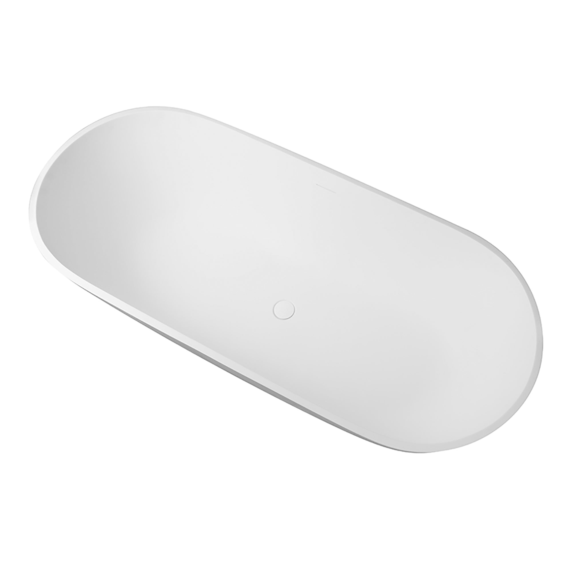 Ryder Matte White Solid Surface Soaking Bathtub with Integrated Overflow & Drain - Freestanding Deep Soak Tub for Spa-Like Relaxation in Bathroom or Master Suite