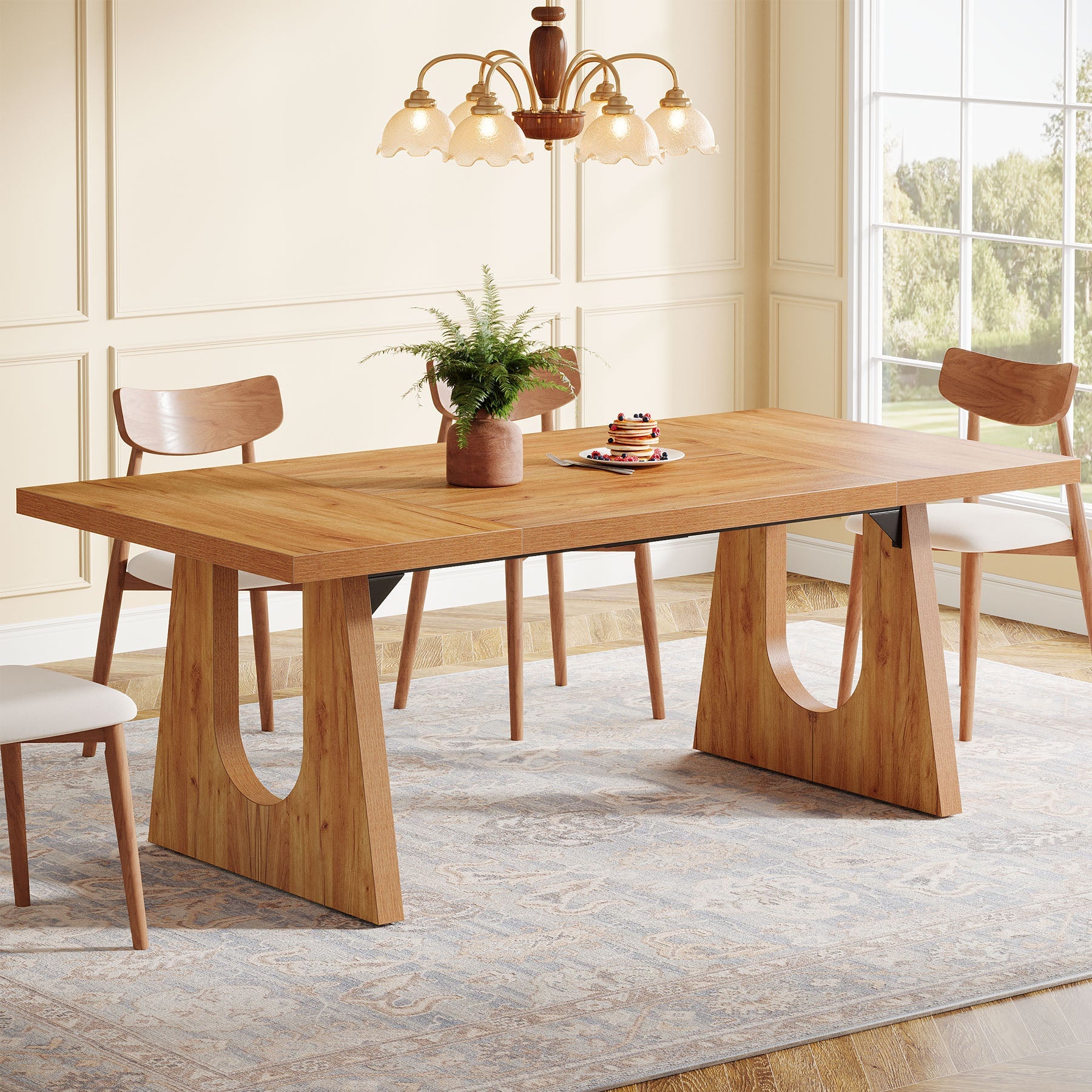 Solid Wood Dining Table 70 Inch Rectangular Kitchen Table for 6-8 People - Perfect for Family Gatherings & Dinner Parties