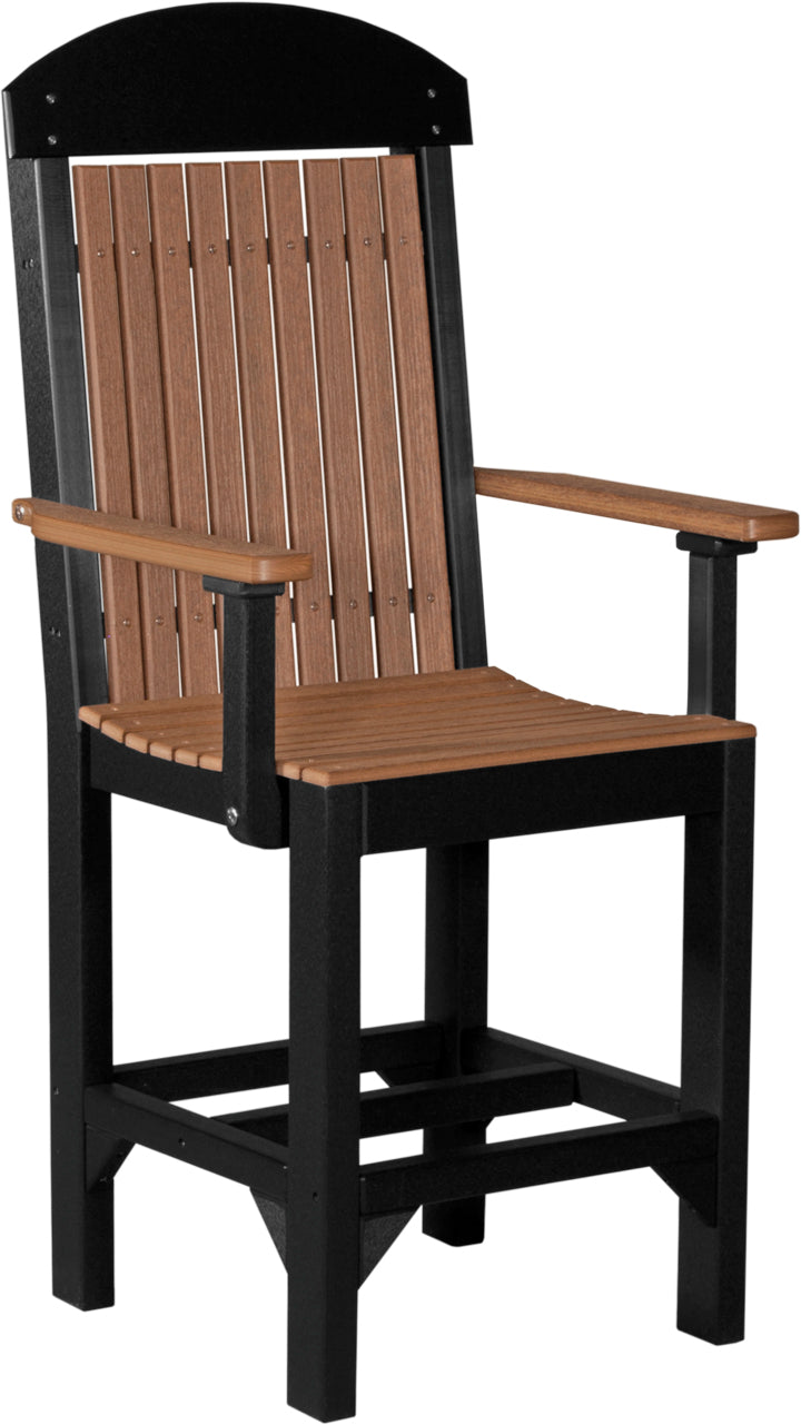 LuxCraft Classic Counter Height Arm Chair - Modern Bar Stool for Kitchen Island, Breakfast Nook & Home Bar Seating